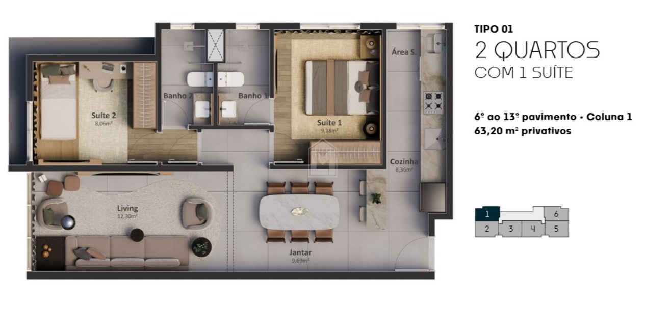 Apartamento, 2 quartos, 63 m² - Foto 9