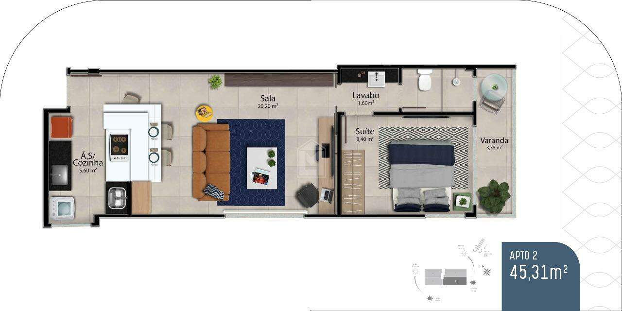 Apartamento à venda com 1 quarto, 72m² - Foto 2