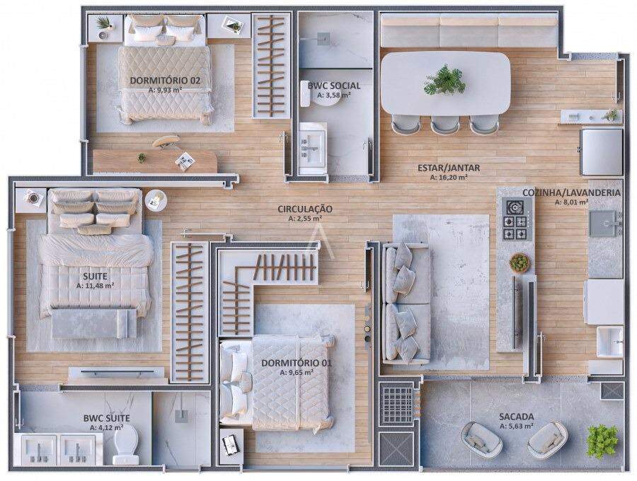 Apartamento para à venda no Bairro CENTRO em CASCAVEL: 