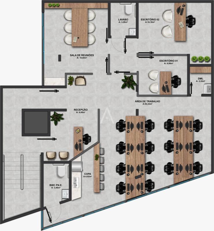 Sala Comercial para para aluguel no Bairro SANTA CRUZ em CASCAVEL: *sugestão de projeto*