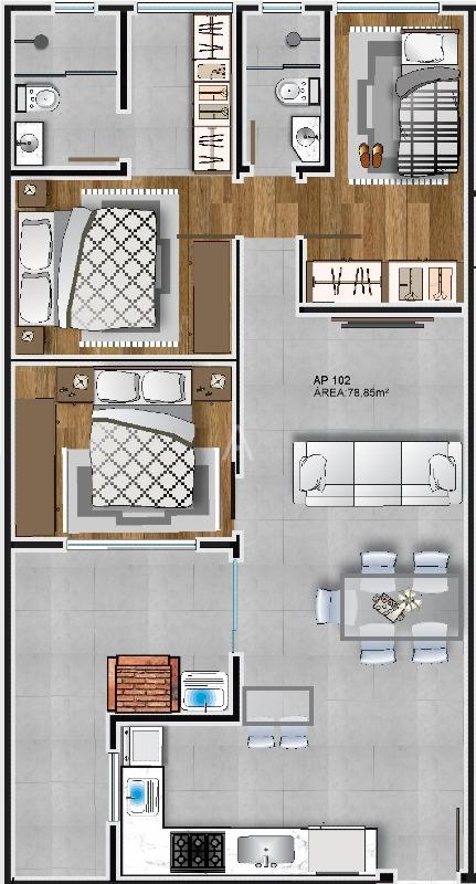 Apartamento para à venda no Bairro COQUEIRAL em CASCAVEL: 