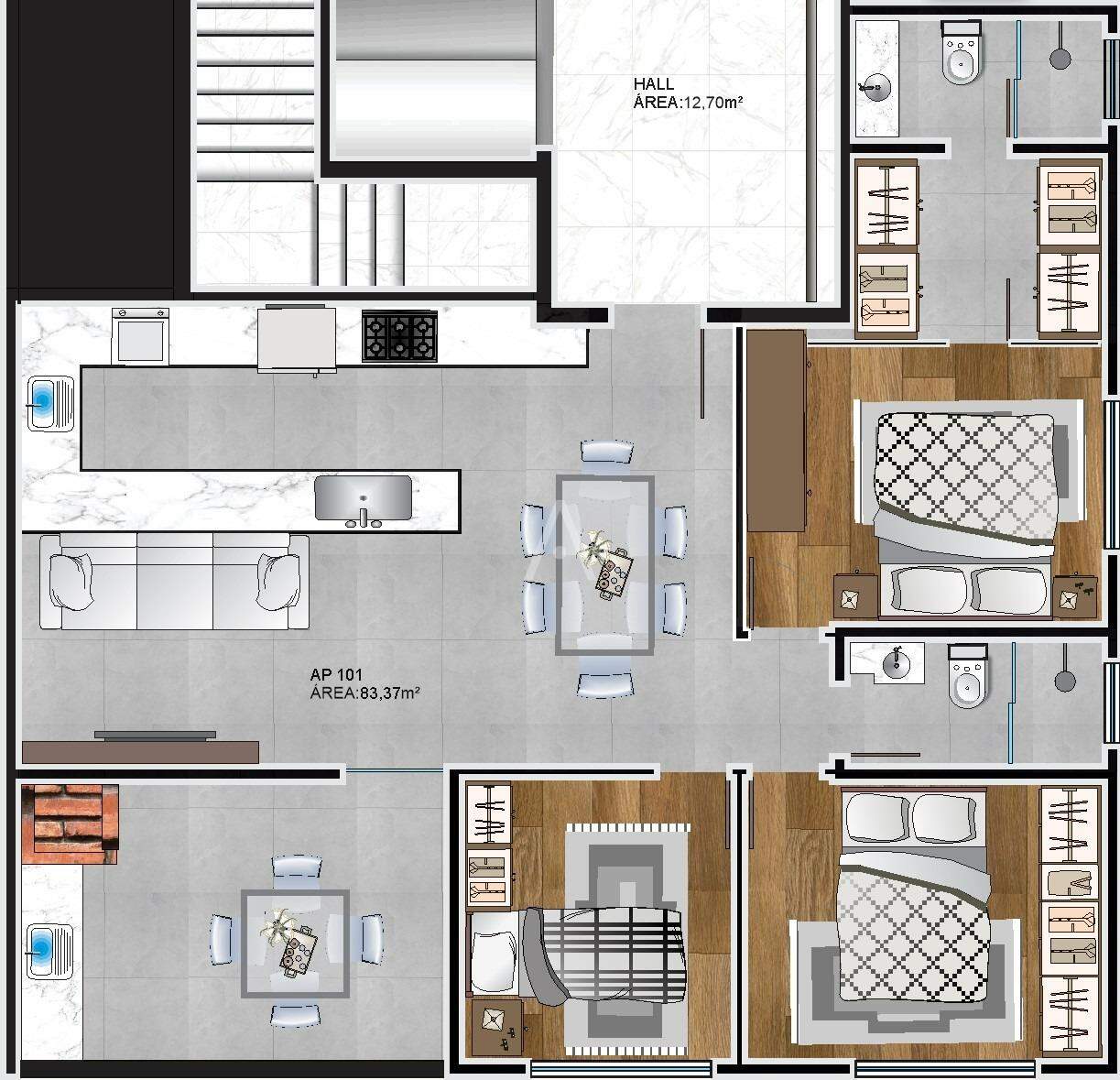 Apartamento para à venda no Bairro COQUEIRAL em CASCAVEL: 