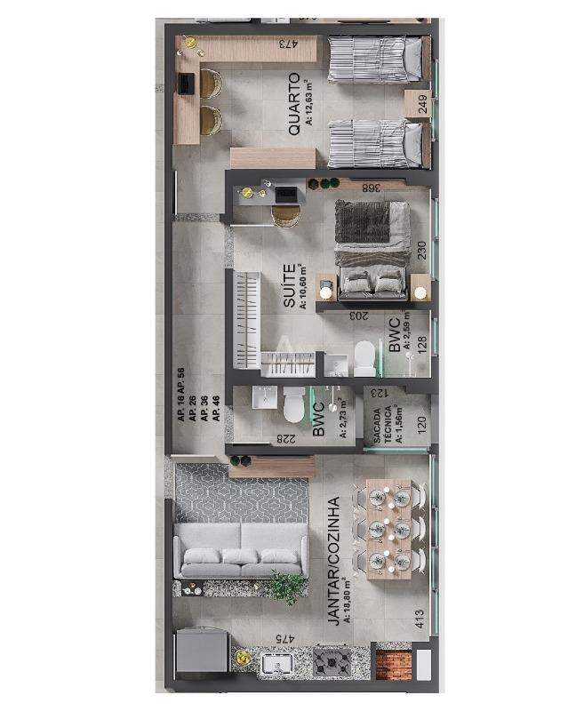 Apartamento para à venda no Bairro Pioneiros Catarinenses em CASCAVEL: 