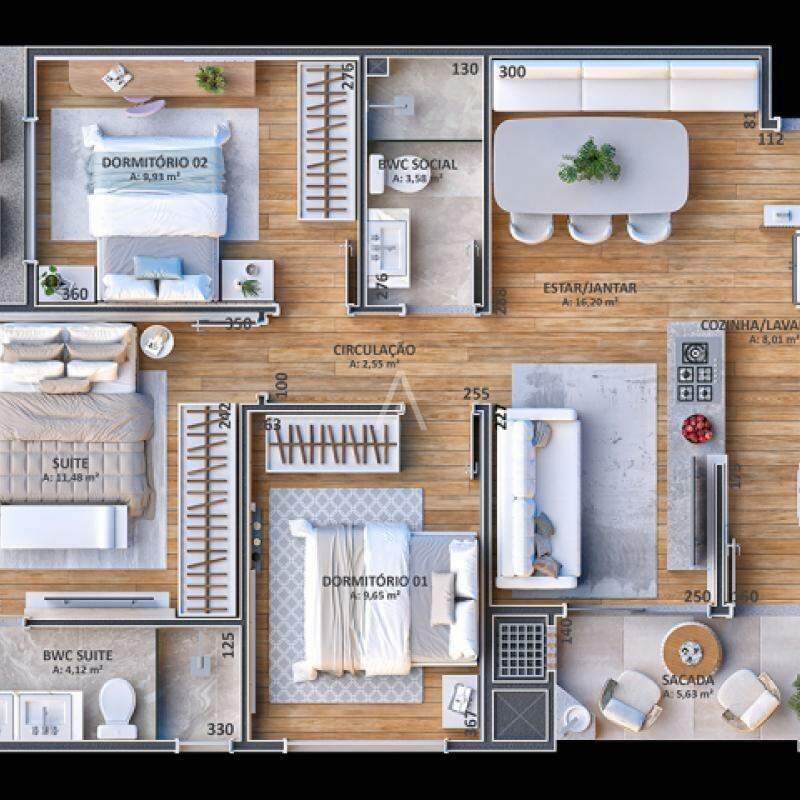 Apartamento para à venda no Bairro CENTRO em CASCAVEL: 