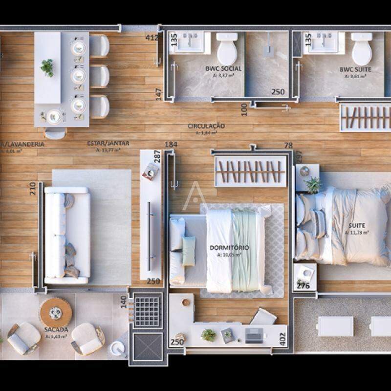 Apartamento para à venda no Bairro CENTRO em CASCAVEL: 