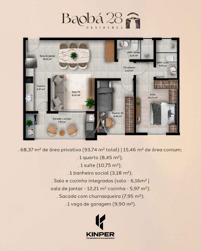 Apartamento para à venda no Bairro ALTO ALEGRE em CASCAVEL: 