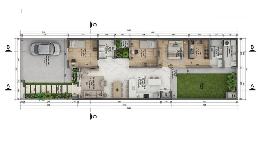 Casa Residencial para à venda no Bairro Bella Vita em CASCAVEL: PLANTA BAIXA