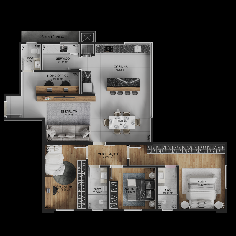 Apartamento para à venda no Bairro JARDIM LA SALLE em TOLEDO: 