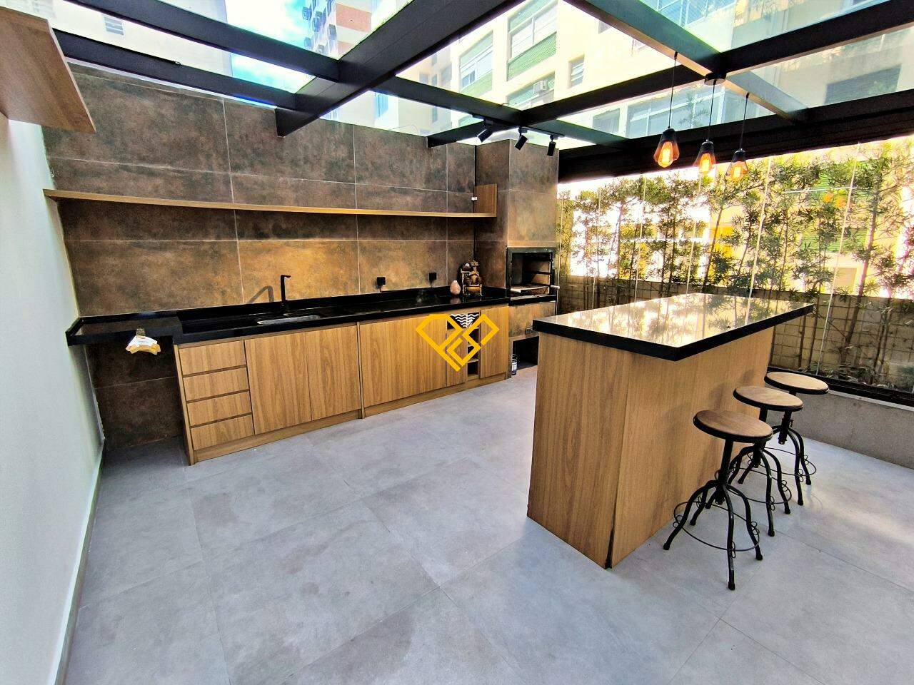 Garden à venda no José Menino: Área gourmet com churrasqueira