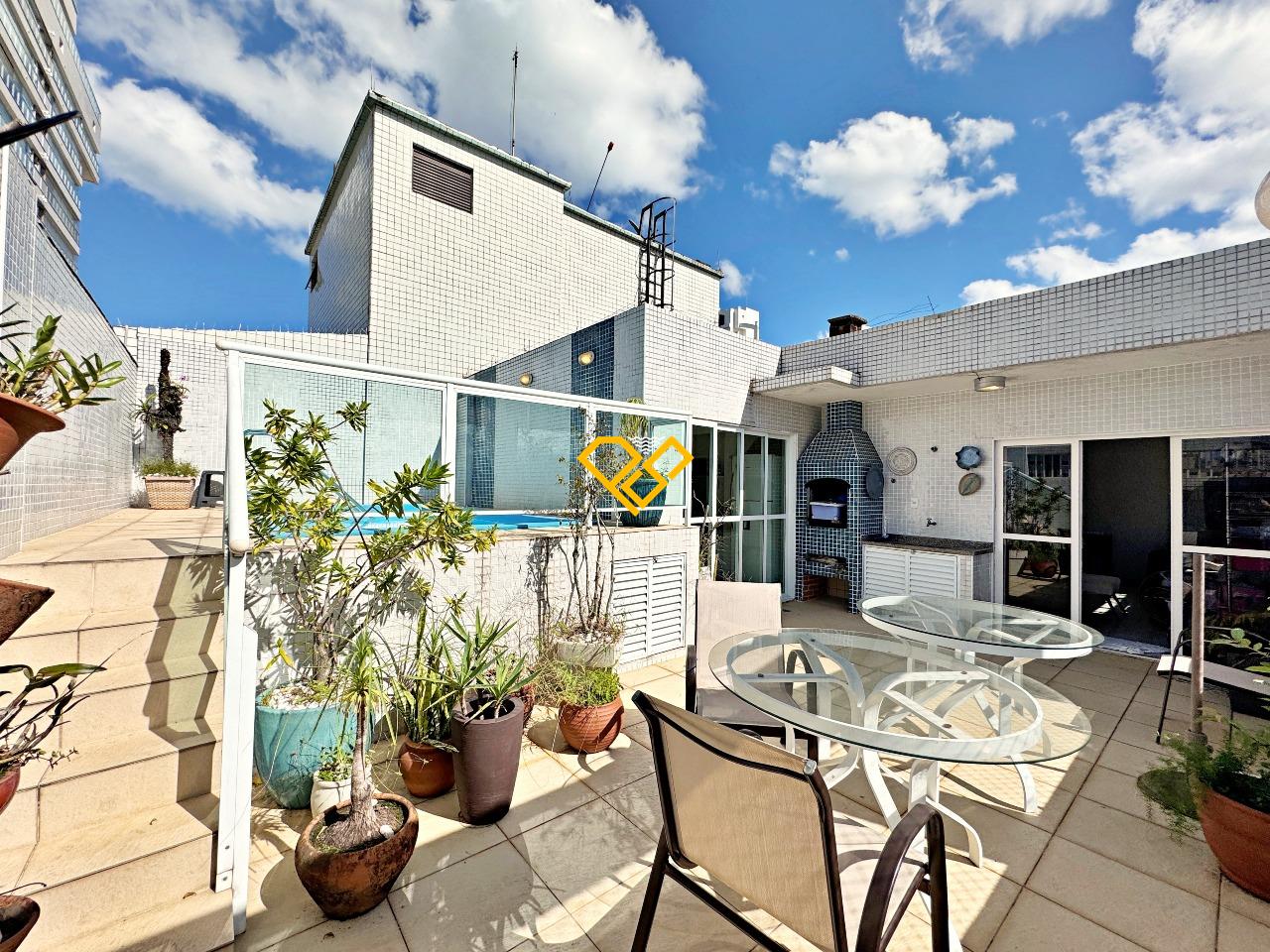 Cobertura para aluguel no Embaré: Solarium e área gourmet com churrasqueira