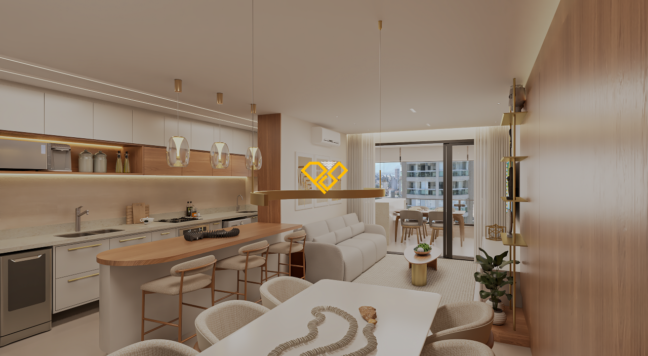 Apartamento à venda no Boqueirão: Sala e cozinha