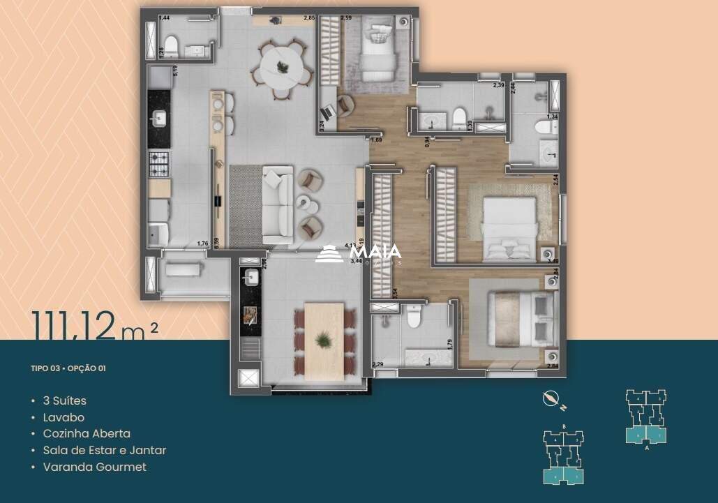 Apartamento para aluguel no Santa Maria: 