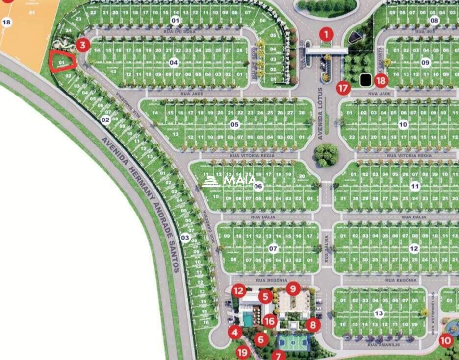 Terreno em Condomínio à venda no Residencial Jardins, Condomínio : 