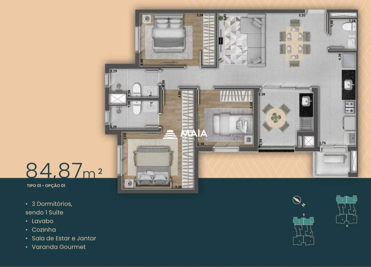 Apartamento à venda no Santa Maria: 