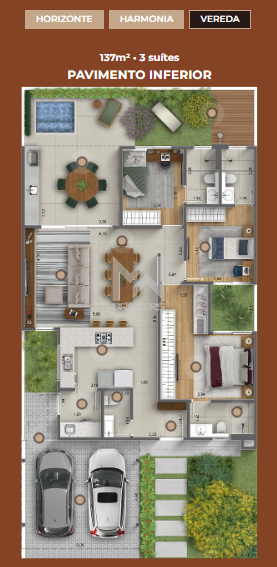 Casa em Condomínio à venda no Alphaville: planta vereda