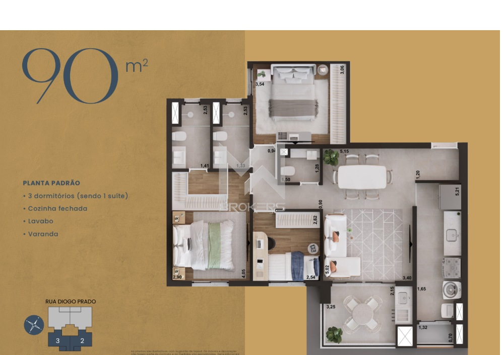 Apartamento à venda no Cambuí: opção planta 90m