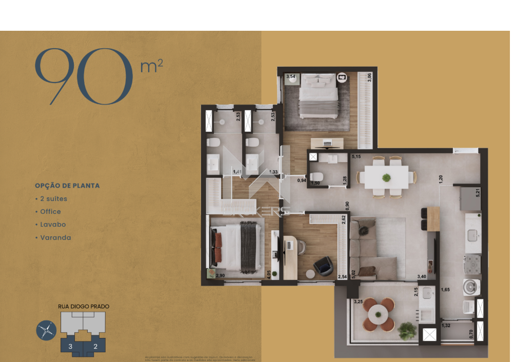 Apartamento à venda no Cambuí: opção planta 90m