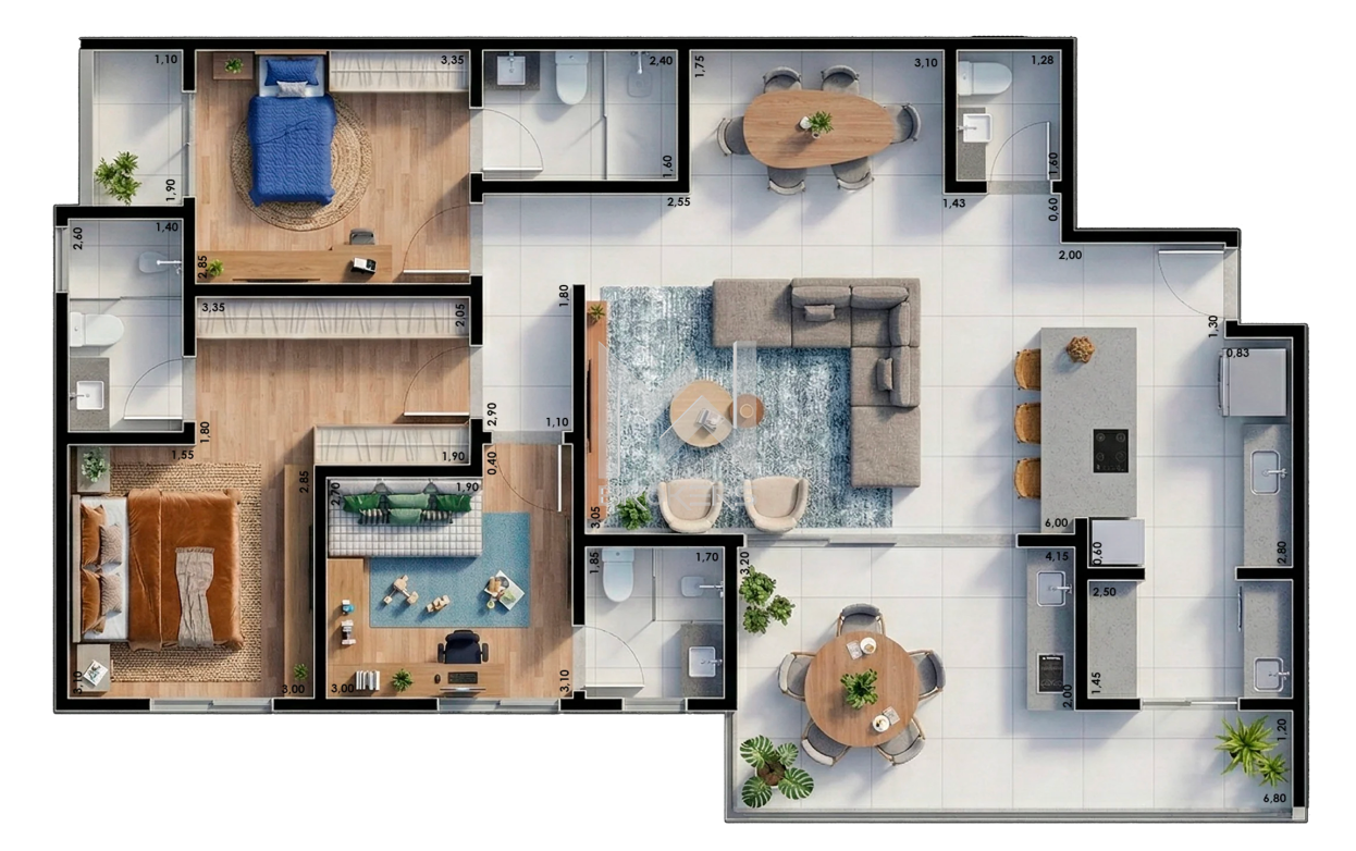 Apartamento à venda no Pinheirinho: Planta 125 m2