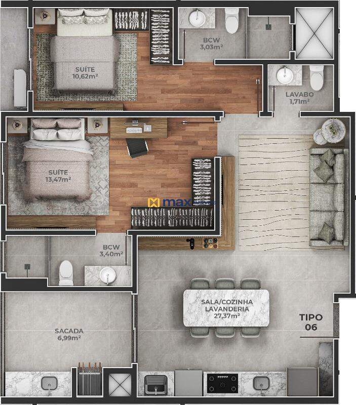 Planta apartamento tipo 06