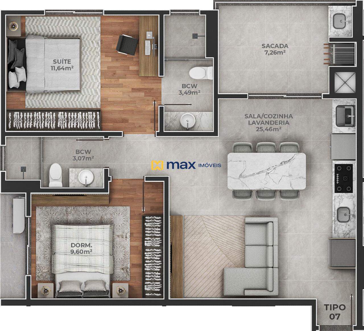 Planta apartamento tipo 07