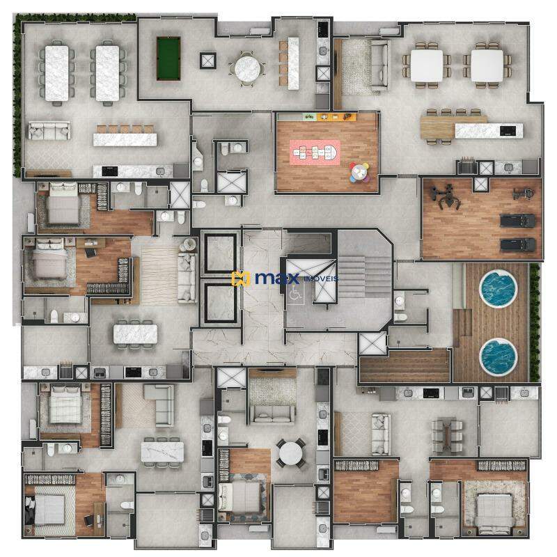 Planta apartamentos tipo e lazer