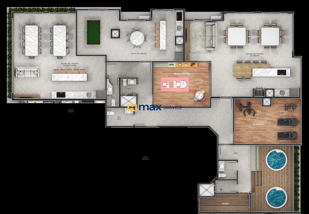 Planta Áreas de Lazer Rooftop