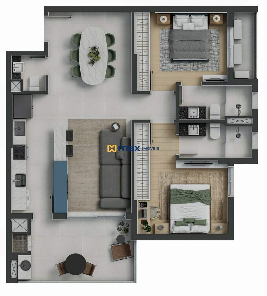 Planta 2 suítes