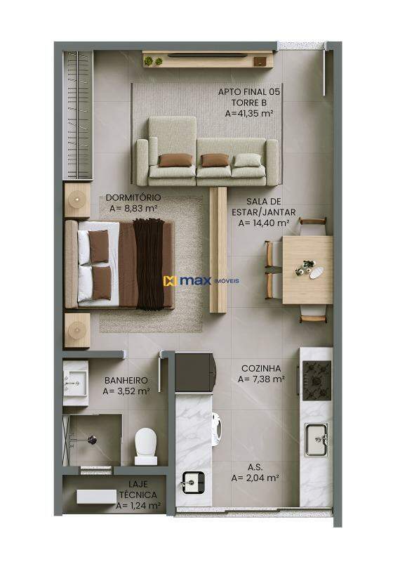 Planta apartamento tipo 5 torre B
