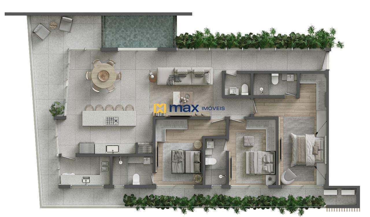 Apartamento à venda no Praia Brava: Planta apartamento tipo 04