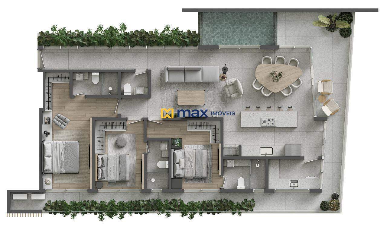 Cobertura à venda no Praia Brava: Planta apartamento tipo 03