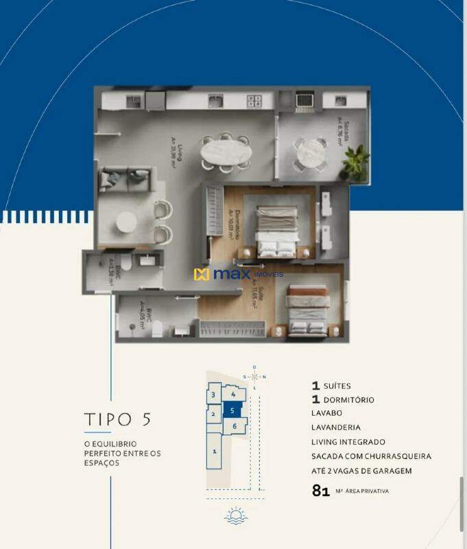 Apartamento à venda no Gravatá: Planta tipo 05
