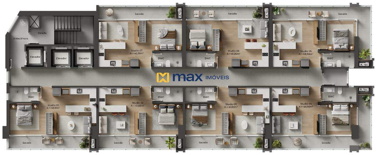 Apartamento à venda no Centro: Planta tipo 01