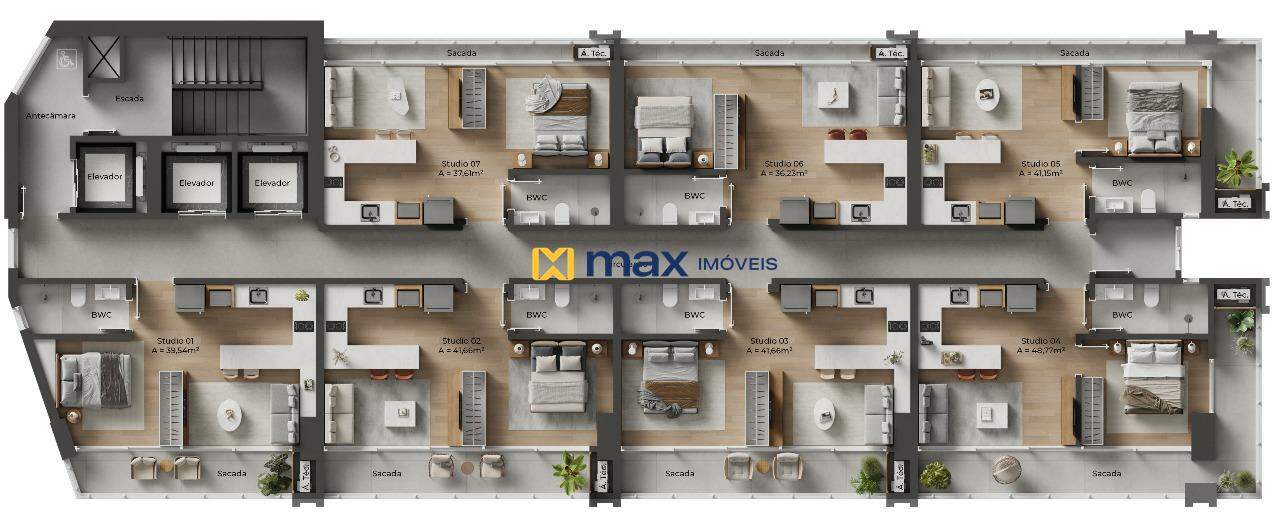 Apartamento à venda no Centro: Planta tipo 02