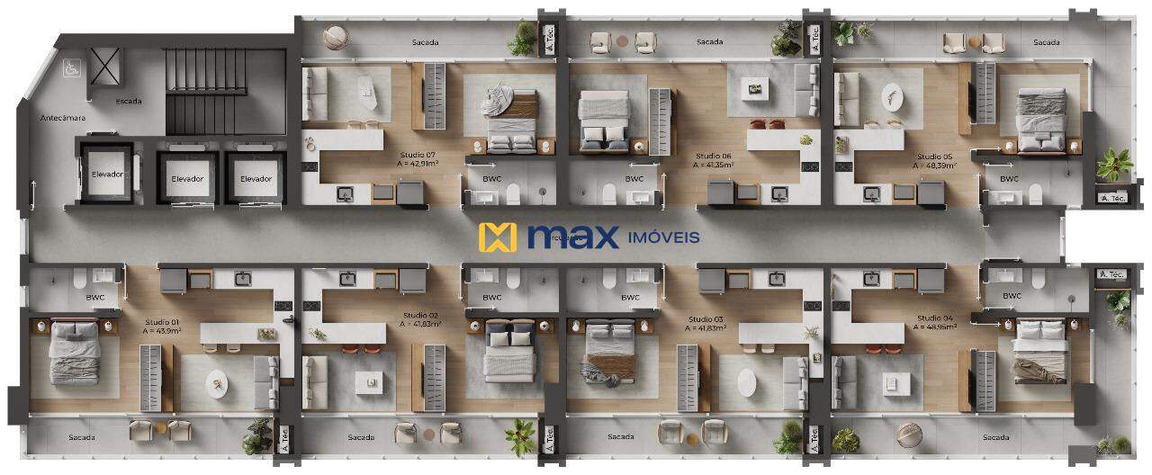 Apartamento à venda no Centro: Planta tipo 01