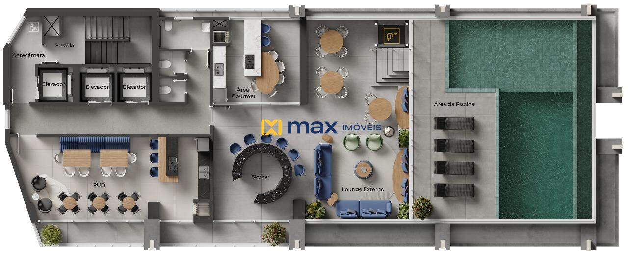Apartamento à venda no Centro: Planta rooftop