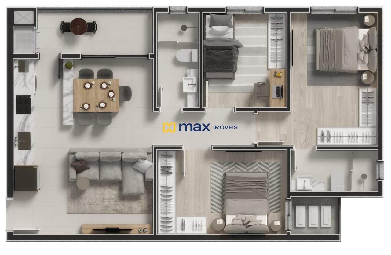 Apartamento à venda no Cordeiros: Planta apartamento tipo 02,03,06 e 07Planta apartamento tipo 04 e 05