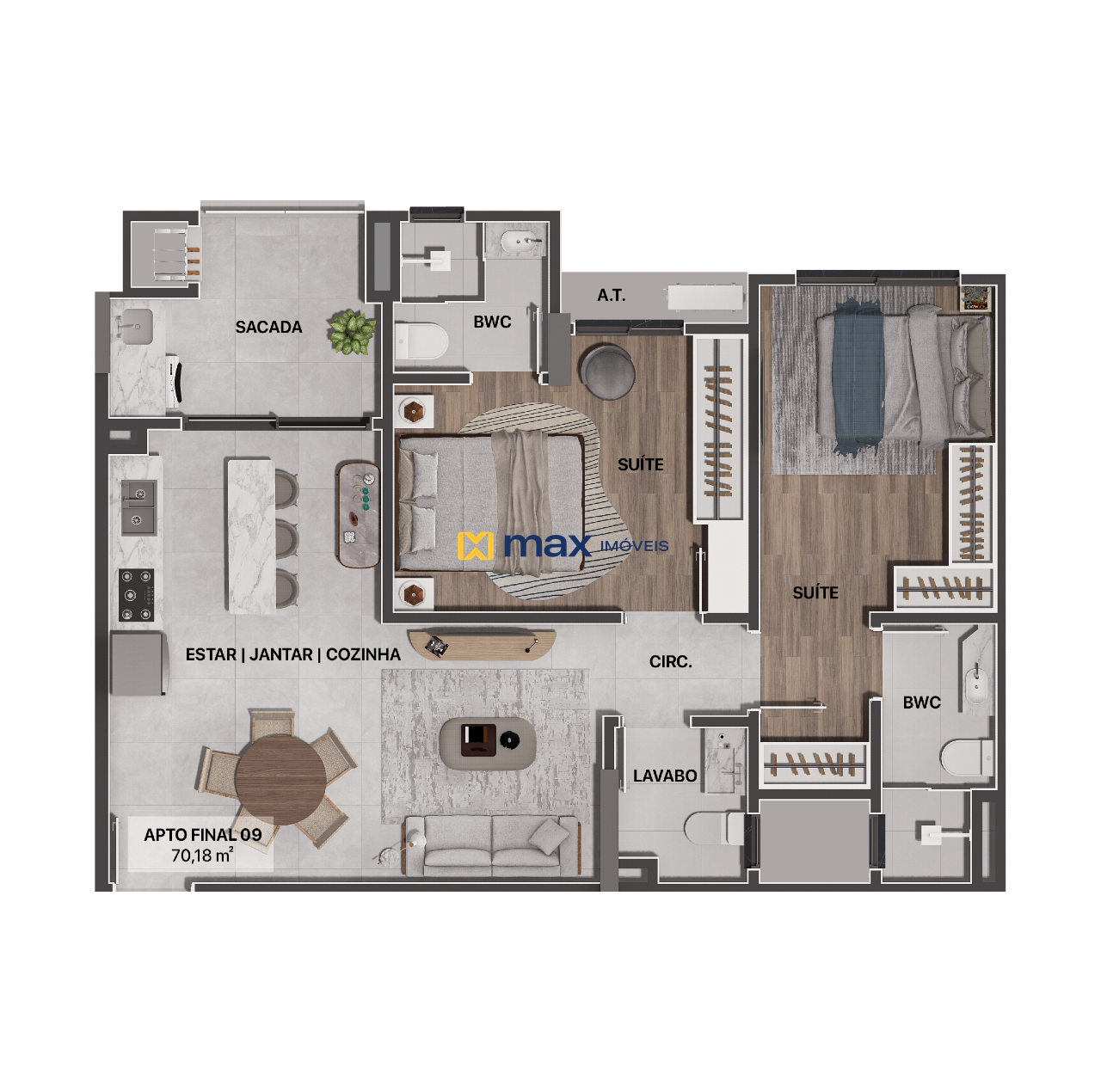 Apartamento à venda no Gravatá: Planta Tipo 09