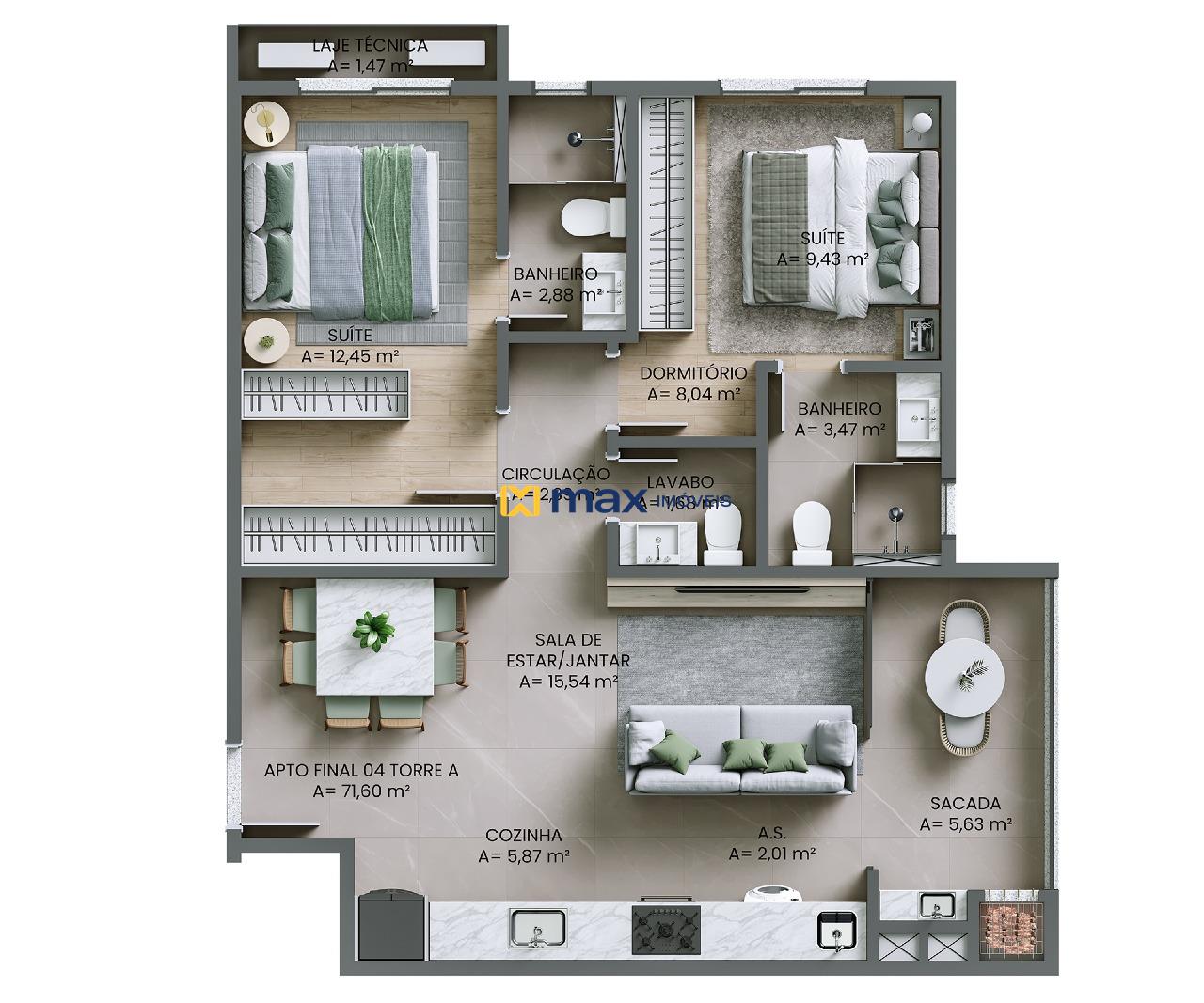 Apartamento à venda no Fazendinha: Apartamento tipo 4 torre A