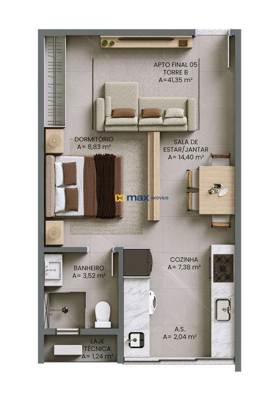 Apartamento à venda no Fazendinha: Apartamento tipo 5 torre B