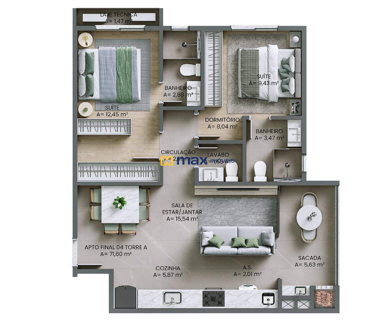 Apartamento à venda no Fazendinha: Apartamento tipo 4 torre A
