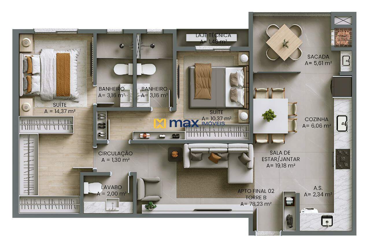 Apartamento à venda no Fazendinha: Apartamento tipo 2 torre B