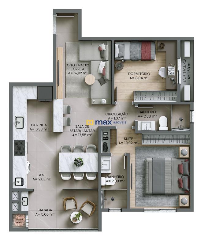 Apartamento à venda no Fazendinha: Apartamento tipo 2 torre A