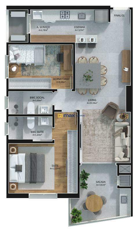 Apartamento à venda no Centro: Planta final 1