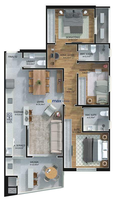 Apartamento à venda no Centro: Planta final 2