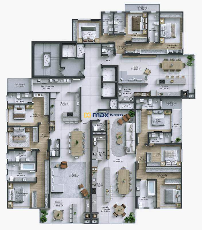 Apartamento à venda no Centro: Planta apartamentos