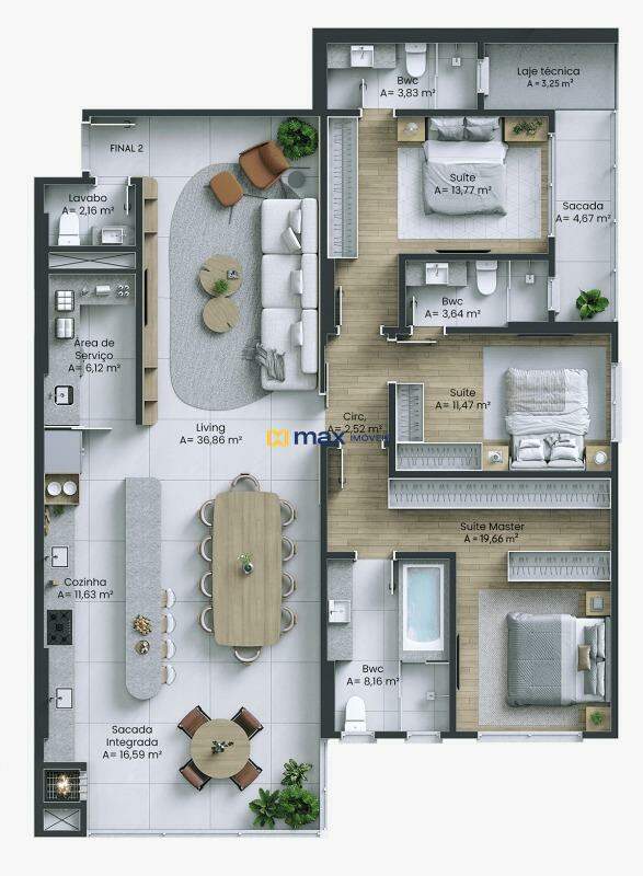 Apartamento à venda no Centro: Planta apartamento
