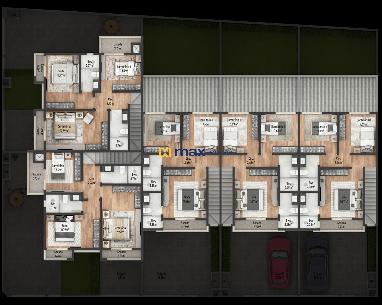 Casa à venda no São Vicente: Planta pavimento superior