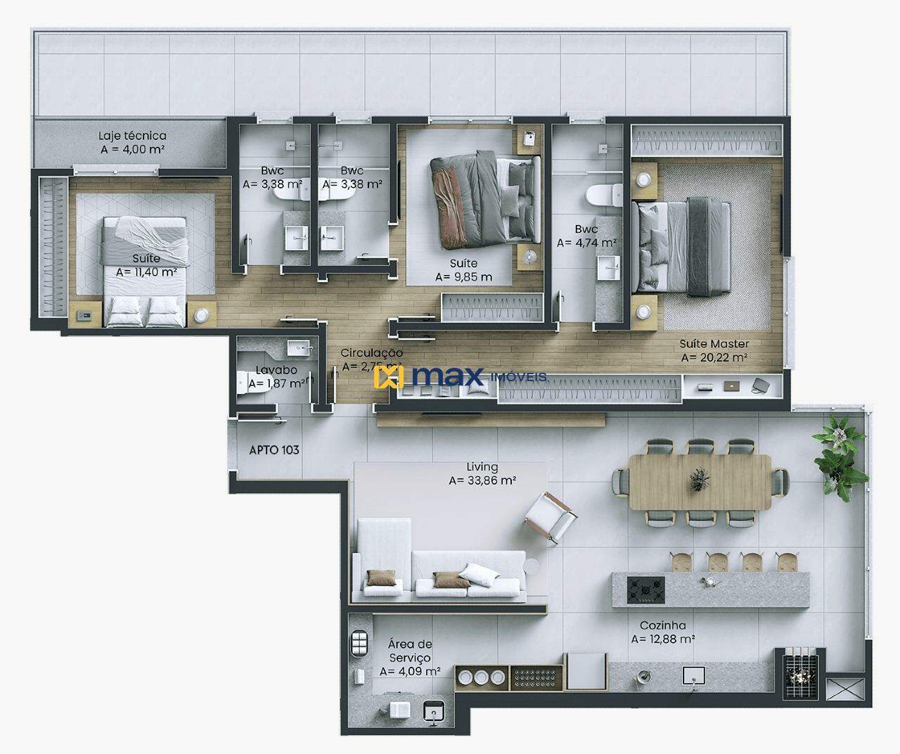 Apartamento à venda no Centro: Planta apartamento