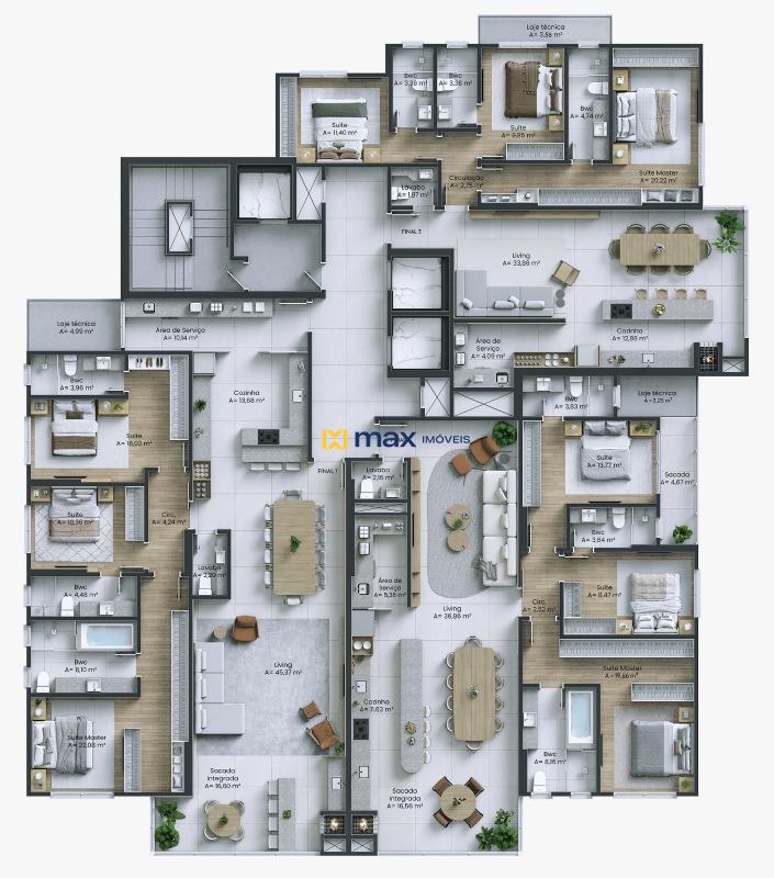 Apartamento à venda no Centro: Planta apartamentos