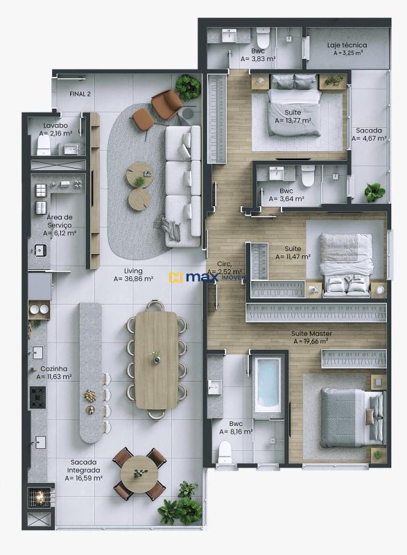 Apartamento à venda no Centro: Planta apartamento